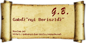 Gabányi Beriszló névjegykártya